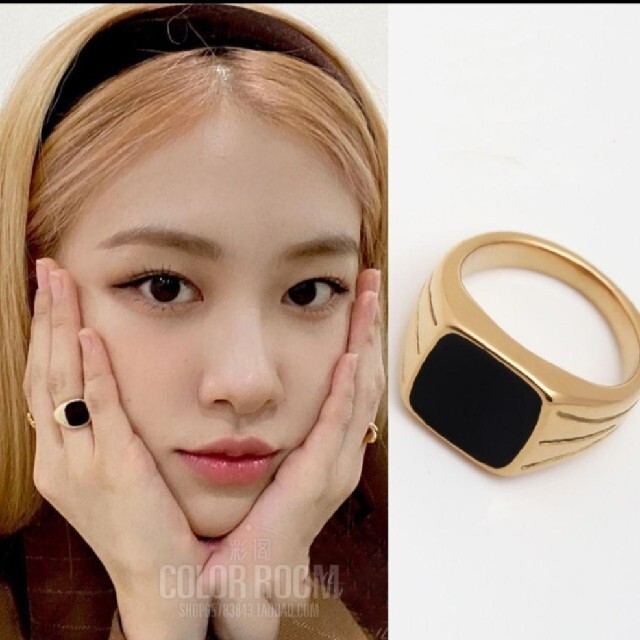 新品 SS リング 指輪  blackpinnk 春夏 rose 韓国 ゴールド レディースのアクセサリー(リング(指輪))の商品写真