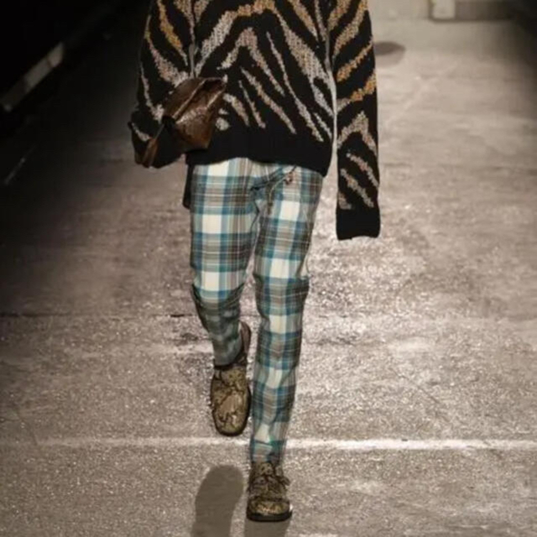 DRIES VAN NOTEN 18aw タータンチェックスラックス46素材