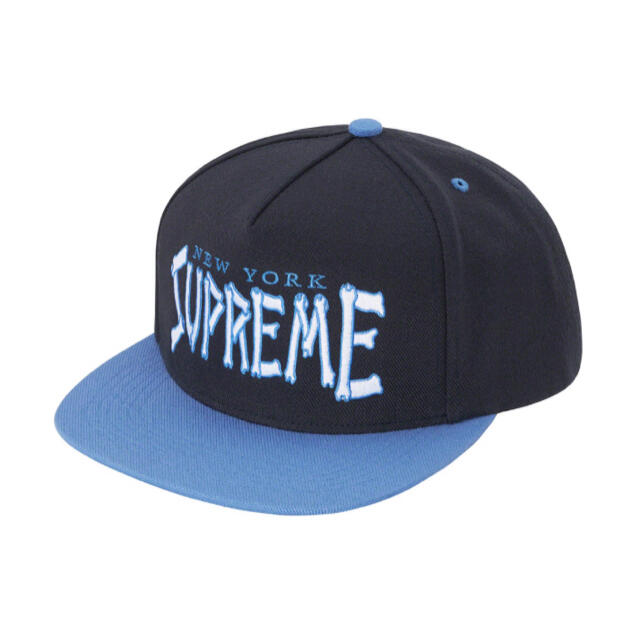 Supreme bones logo 5 panel cap navy