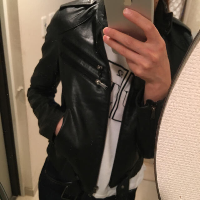 moussy(マウジー)の絶妙ライン マウジーのラムレザーライダース レディースのジャケット/アウター(ライダースジャケット)の商品写真