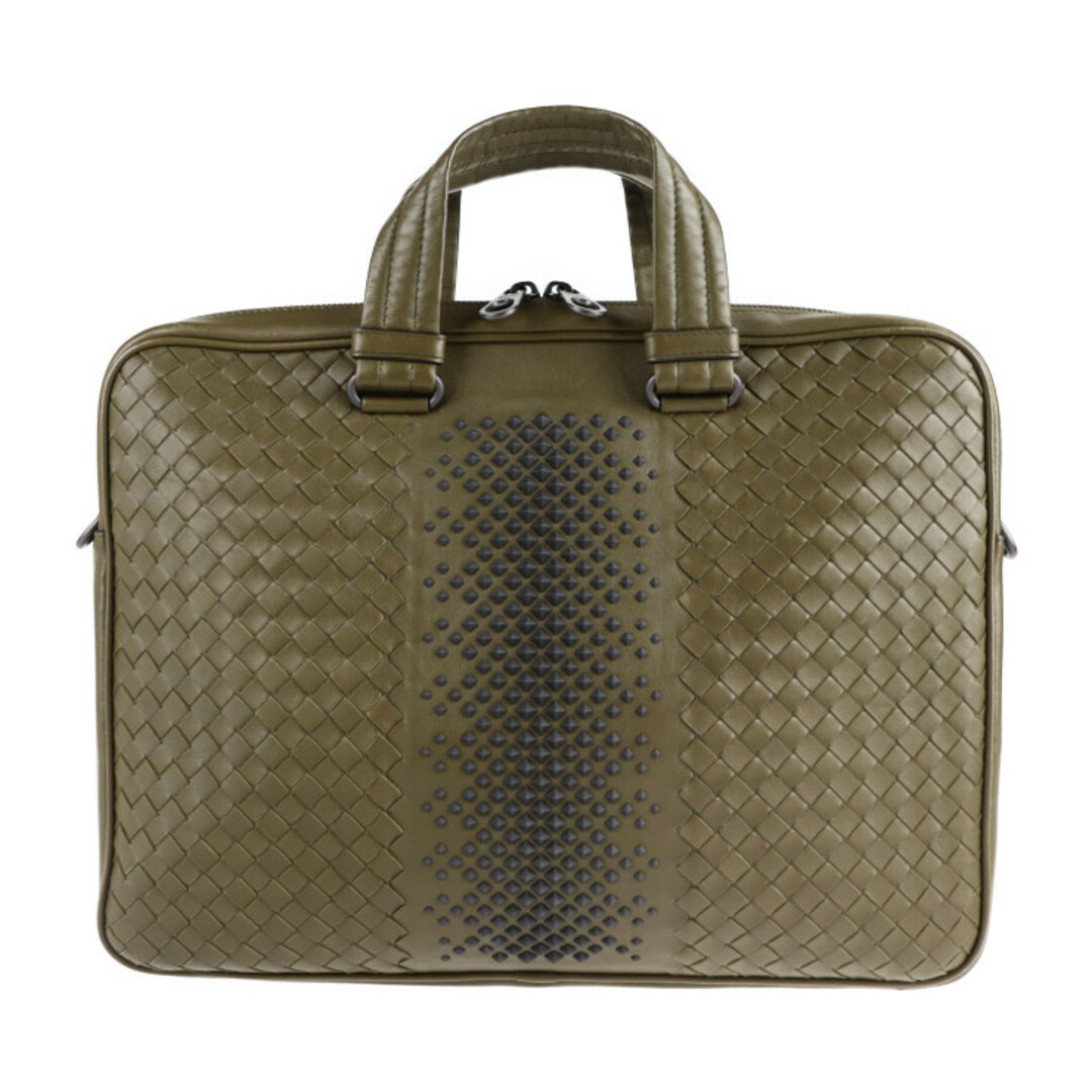 BOTTEGAVENETA ボッテガヴェネタ イントレチャート  ビジネスバッグ 533761 VBLZ22 374 ラムスキン  ナッパレザー オリーブ系   2WAY ブリーフケース スタッズ 紳士鞄 書類かばん 【本物保証】