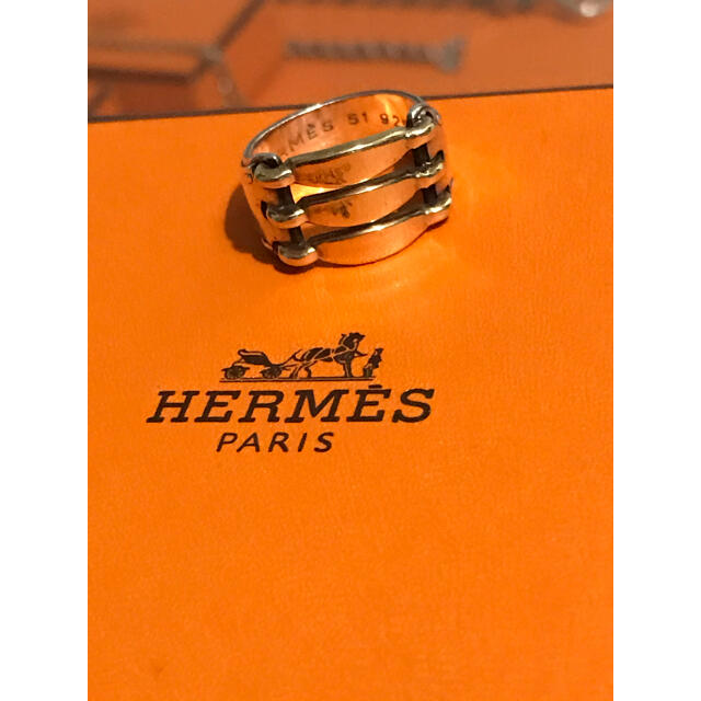 注目の Hermes silver エルメス リング 3連 メキシカン ゴールド