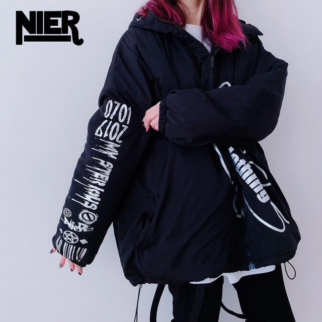 NieR 超防寒中綿入りジャケット ダウン 黒 ブラックアウター 男女兼用 メンズのジャケット/アウター(ダウンジャケット)の商品写真