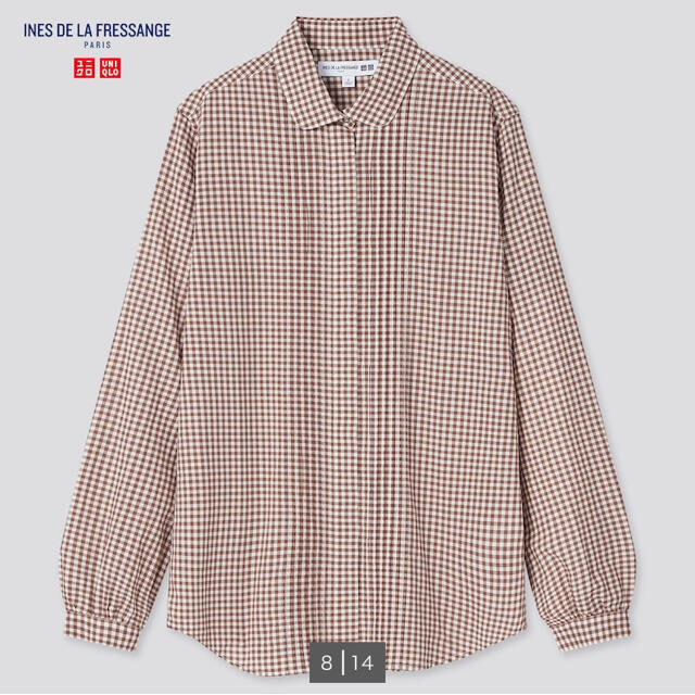 UNIQLO(ユニクロ)の★今期新品 完売品 ユニクロ×イネス コットンローンチェックシャツ ブラウンM レディースのトップス(シャツ/ブラウス(長袖/七分))の商品写真