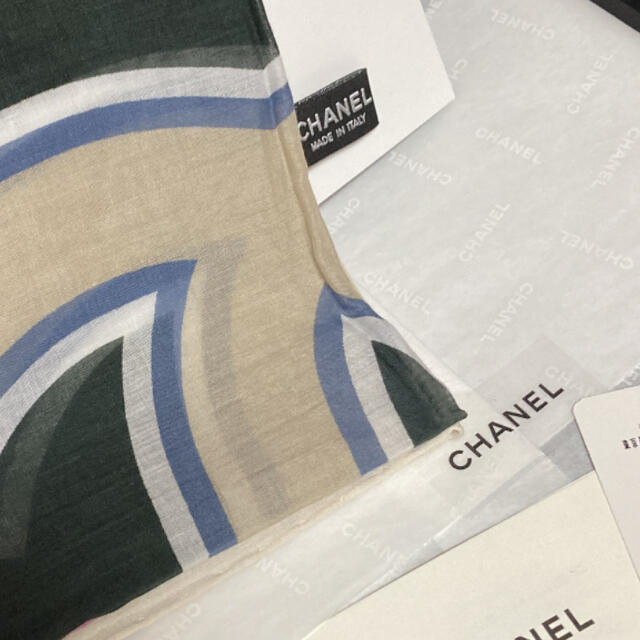 織り柄チェック 未使用☆CHANEL☆大判☆ストール☆パレオ☆コットン