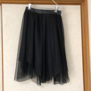 ザラ(ZARA)のzara フレアスカート　黒(ひざ丈スカート)