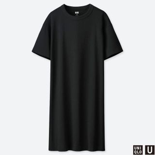 ユニクロ(UNIQLO)の【chayyy様 専用】UNIQLO クルーネックTワンピース ブラックXL(ひざ丈ワンピース)