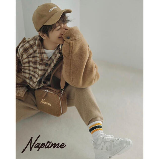 ナップタイム nissy 総柄シャツ ベージュ-