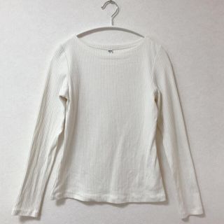 ユニクロ(UNIQLO)のリブボートネックTシャツ(Tシャツ(長袖/七分))