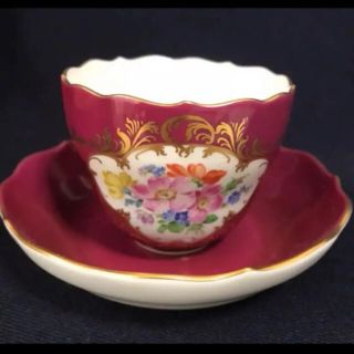 マイセン(MEISSEN)のマイセン  窓絵  赤の窓絵 フラワーブーケ 6つ花(食器)