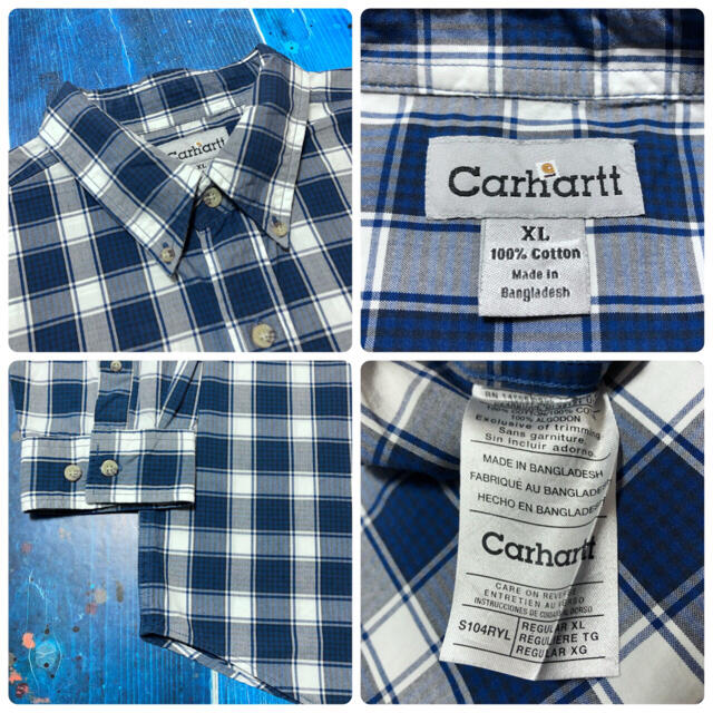 carhartt(カーハート)のはる様専用【カーハート】レザーロゴ入りポケットワークチェックシャツ メンズのトップス(シャツ)の商品写真