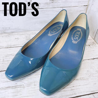 トッズ(TOD'S)の☆送料無料 【TOD’S】パンプス エナメル ブルー ウェッジソール 37½(ハイヒール/パンプス)