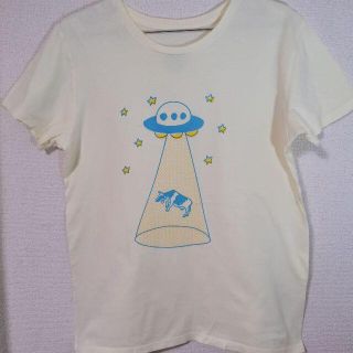 デザインフェスタUFO牛誘拐Tシャツ黄色イエロードット(Tシャツ/カットソー(半袖/袖なし))