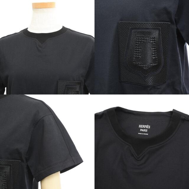 Hermes(エルメス)のエルメス Tシャツ レディース 刺繍ポケット コットン ブラック サイズ34 レディースのトップス(Tシャツ(半袖/袖なし))の商品写真