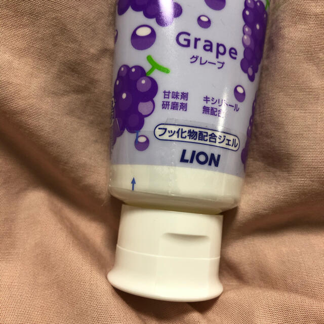 LION(ライオン)のチェックアップジェル　こども用歯磨き粉　ぶどう　歯科医院専売　フッ素 キッズ/ベビー/マタニティの洗浄/衛生用品(歯ブラシ/歯みがき用品)の商品写真