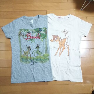 ユニクロ(UNIQLO)のユニクロ バンビ Tシャツ 2枚セット レディース Mサイズ(Tシャツ(半袖/袖なし))