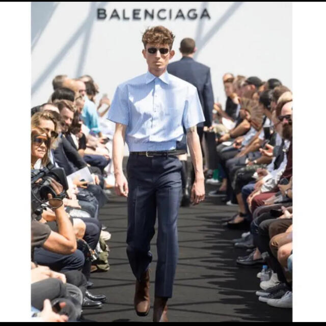 Balenciaga(バレンシアガ)のBALENCIAGA 17SS クロップド ボクサーストライプ シャツ 37 メンズのトップス(シャツ)の商品写真