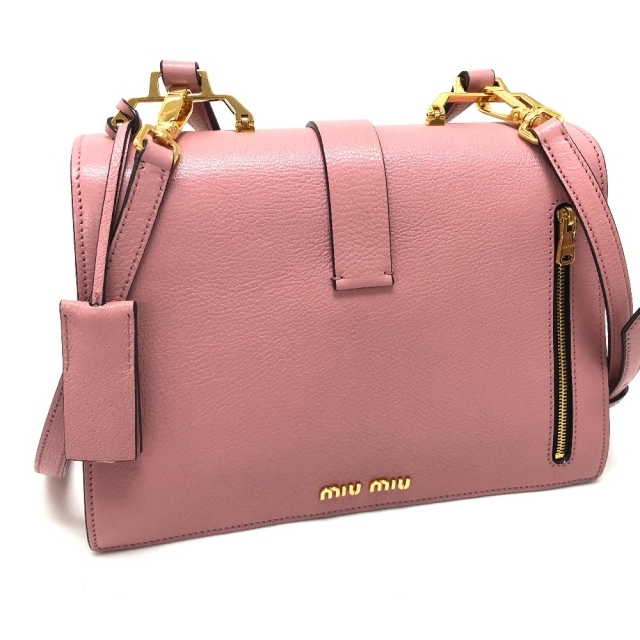 ミュウミュウ MIUMIU マドラス 5BA108 2WAY ショルダーバッグ ハンドバッグ レザー マドラス ピンク 6