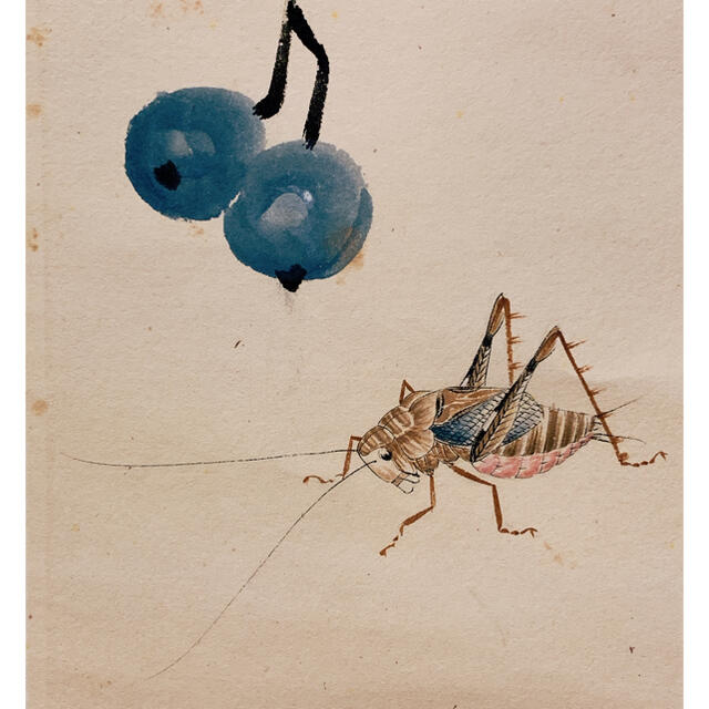 斉白石 中国近代絵画 花虫図 斉白石筆 肉筆