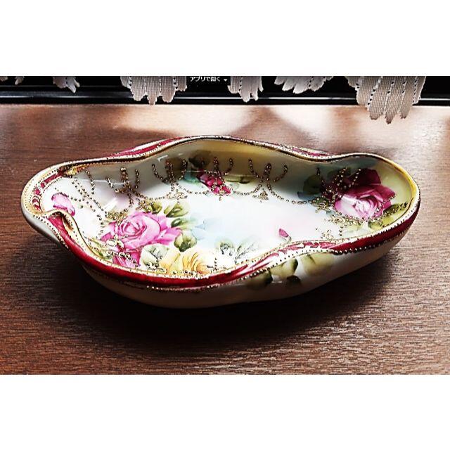 セール!レア!豪華!オールドノリタケ 変わり皿 薔薇文 金盛 メープル