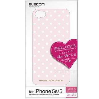 エレコム(ELECOM)のiPhone 5s 5 SE ハードケース カバー ドット ホワイト ピンク(iPhoneケース)