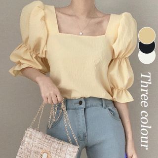 ザラ(ZARA)の年春夏新作　パフスリーブブラウス　韓国ファッション　2カラー(シャツ/ブラウス(半袖/袖なし))