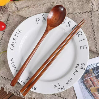 《スプーン&箸セット》木製　韓国　カトラリー　(カトラリー/箸)