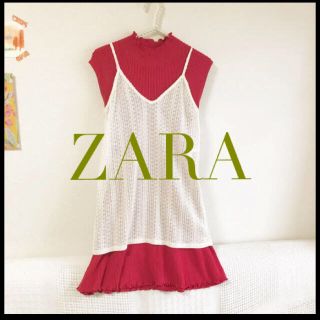 ザラ(ZARA)のzara レースキャミワンピ　ジュエティ　シモーネロシャ h&m   韓国　古着(ひざ丈ワンピース)