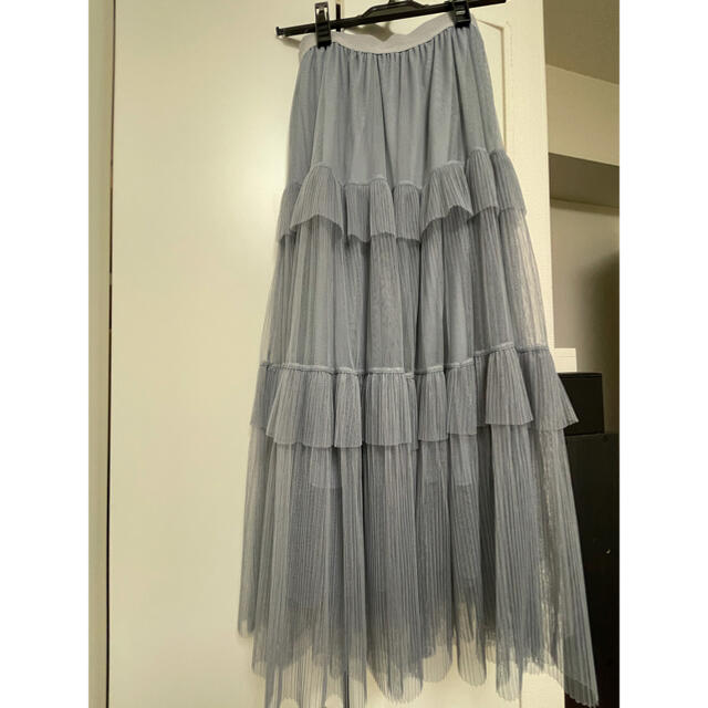 MISCH MASCH(ミッシュマッシュ)のプリーツティアードチュールスカート レディースのスカート(ロングスカート)の商品写真