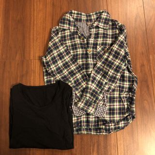 ユニクロ(UNIQLO)のユニクロ 110cm ネルシャツ&ヒートテック セット(Tシャツ/カットソー)