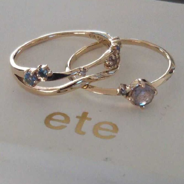 ete(エテ)のエテ K10 リング セット 9号 ルーチェ ラブラドライト ダイヤ 美品 レディースのアクセサリー(リング(指輪))の商品写真