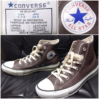 コンバース(CONVERSE)のconverse送料込コンバース革レザースニーカー24.5ハイカット格安アメカジ(スニーカー)