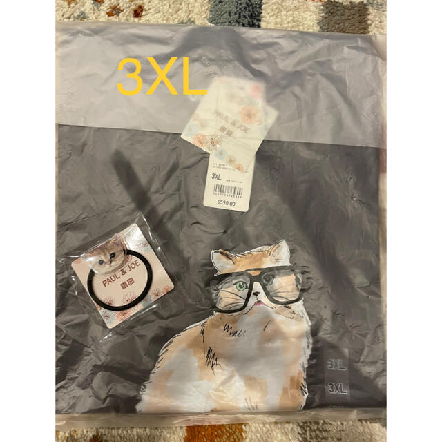 PAUL & JOE(ポールアンドジョー)のUNIQLO ポール&ジョー　猫Tシャツ　3XL ヘアゴム付き レディースのトップス(Tシャツ(半袖/袖なし))の商品写真