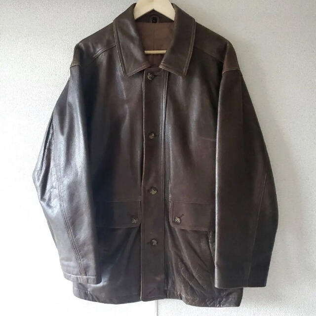 80sビンテージ イタリアラム本革レザーコート カバーオール レア | 80s ...