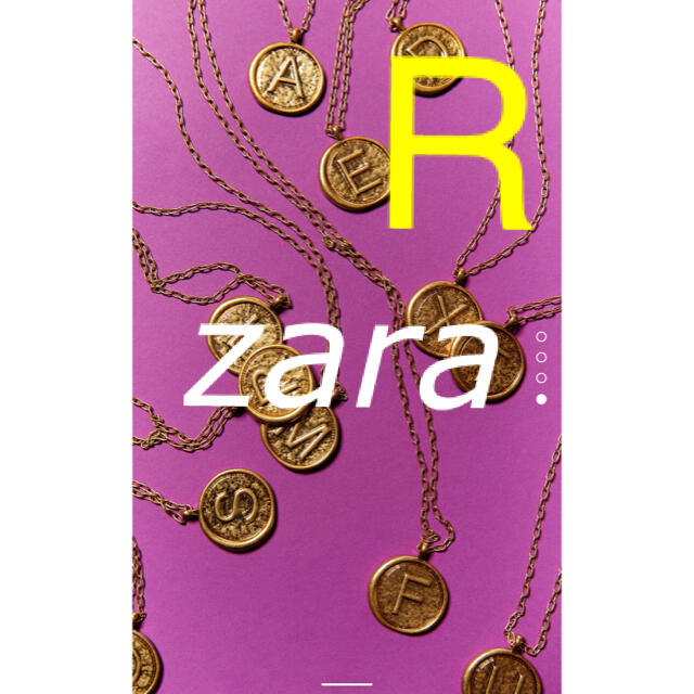 ZARA イニシャル　メダリオンネックレス　R