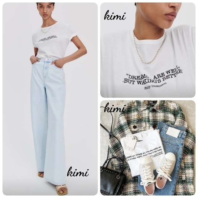 ZARA(ザラ)のZARA　(M　白)　ロゴTシャツ　テキストTシャツ レディースのトップス(Tシャツ(半袖/袖なし))の商品写真