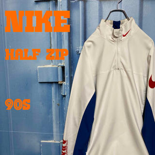 ナイキ(NIKE)の90s ナイキ ハーフジップ ナイロンジャケット デカロゴ 肩ロゴ 袖ロゴ 古着(ナイロンジャケット)