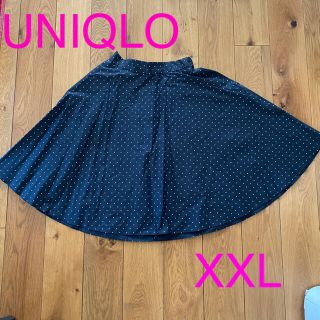 ユニクロ(UNIQLO)の【値下げ】UNIQLO ドット柄スカート　XXL 黒(ロングスカート)