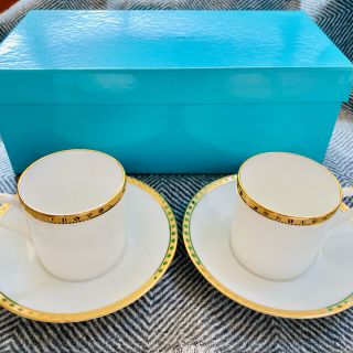 ティファニー(Tiffany & Co.)のティファニー デミタスカップ ゴールドバンド ペア(グラス/カップ)