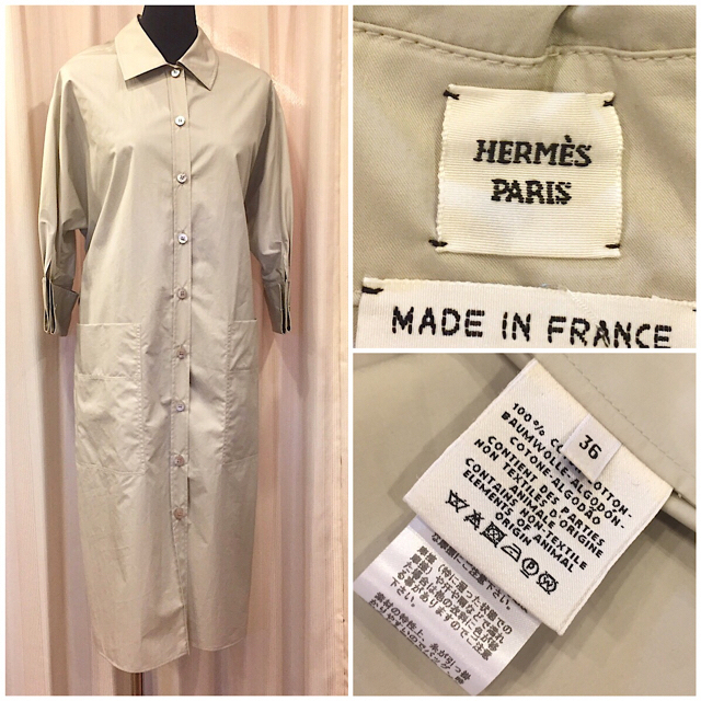 HERMES エルメス コットン ワンピース SIZE 36 シャツワンピース HERMES エルメス コットン ワンピース SIZE 36 シャツワンピース
