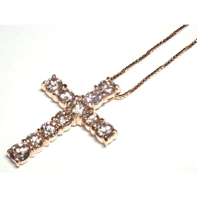 226.K10PG ダイヤモンド ネックレス クロス D 1.00ct