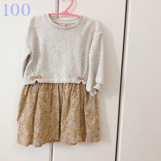 シマムラ(しまむら)の美品◼︎花柄ワンピース　長袖100(ワンピース)