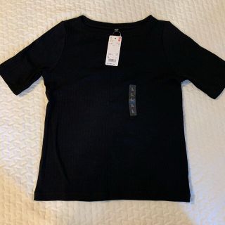 ユニクロ(UNIQLO)のリブボートネックT 五分袖　Lサイズ(Tシャツ(半袖/袖なし))