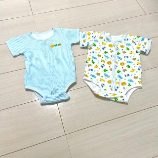 マザウェイズ(motherways)の【美品】半袖ロンパース2枚セット 綿100 男の子 サイズ60 0〜3ヶ月 乳児(ロンパース)