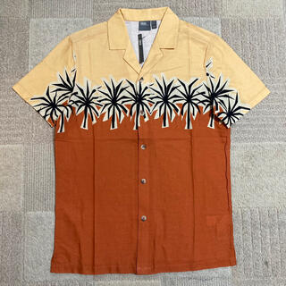 新品 メンズアロハシャツ激安限定1オススメ柄シャツ Sサイズ オレンジ 送料無料(シャツ)