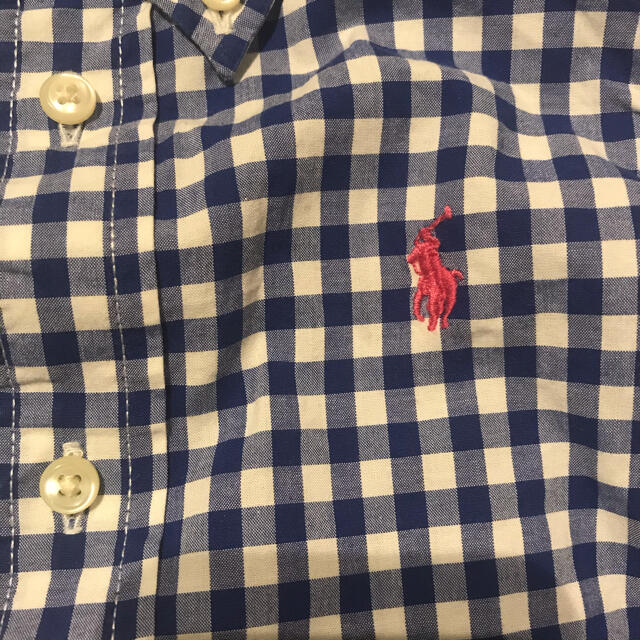 Ralph Lauren(ラルフローレン)の☆美品☆90 RalphLauren ネイビーブルー　ギンガムチェック長袖シャツ キッズ/ベビー/マタニティのキッズ服男の子用(90cm~)(ブラウス)の商品写真