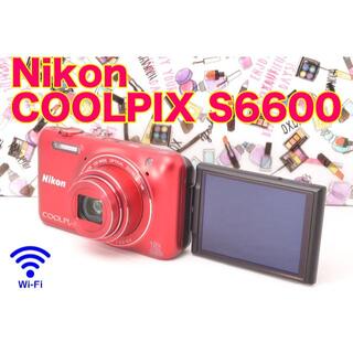 ニコン(Nikon)の☆自撮り&スマホ転送♪ニコン COOLPIX S6600 レッドカラー☆(コンパクトデジタルカメラ)