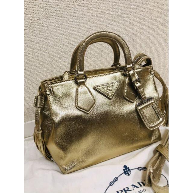 美品　PRADA ゴールド２wey ショルダーバッグ