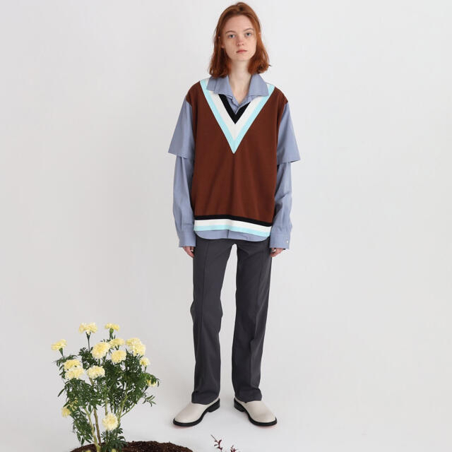 TTT_MSW Knit vest docking shirt Blue(M) | hartwellspremium.com