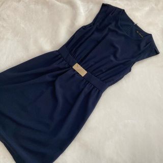 ザラ(ZARA)のZARA ネイビー膝下丈ワンピース(ひざ丈ワンピース)